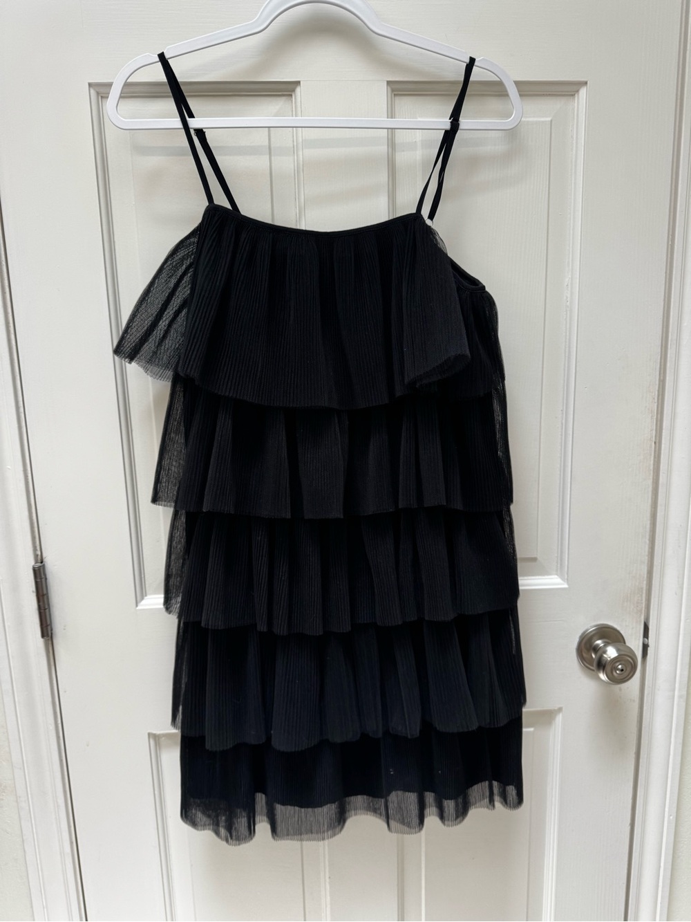 Black Layered Tulle Ruffle Dress